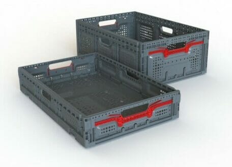 2 collapsible ventilated plastic crates