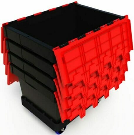 Nested plastic security crates used for safe transport of documents