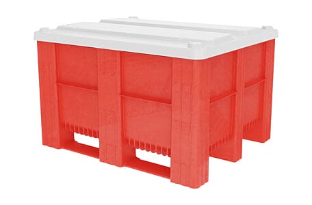 Red Solid Plastic Bulk Container B2GD1210S74 with Lid