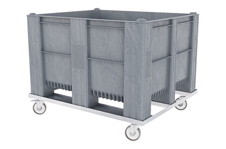 Solid Plastic Bulk Container B2GD1210S74 on Wheels