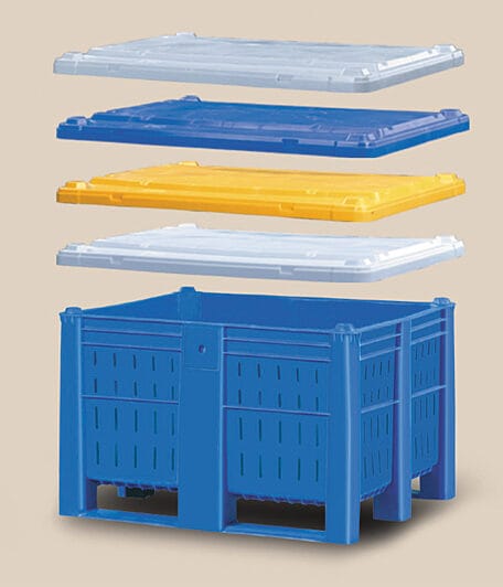 Vented ISO Plastic Bulk Container B2GD1210V74 with Lids
